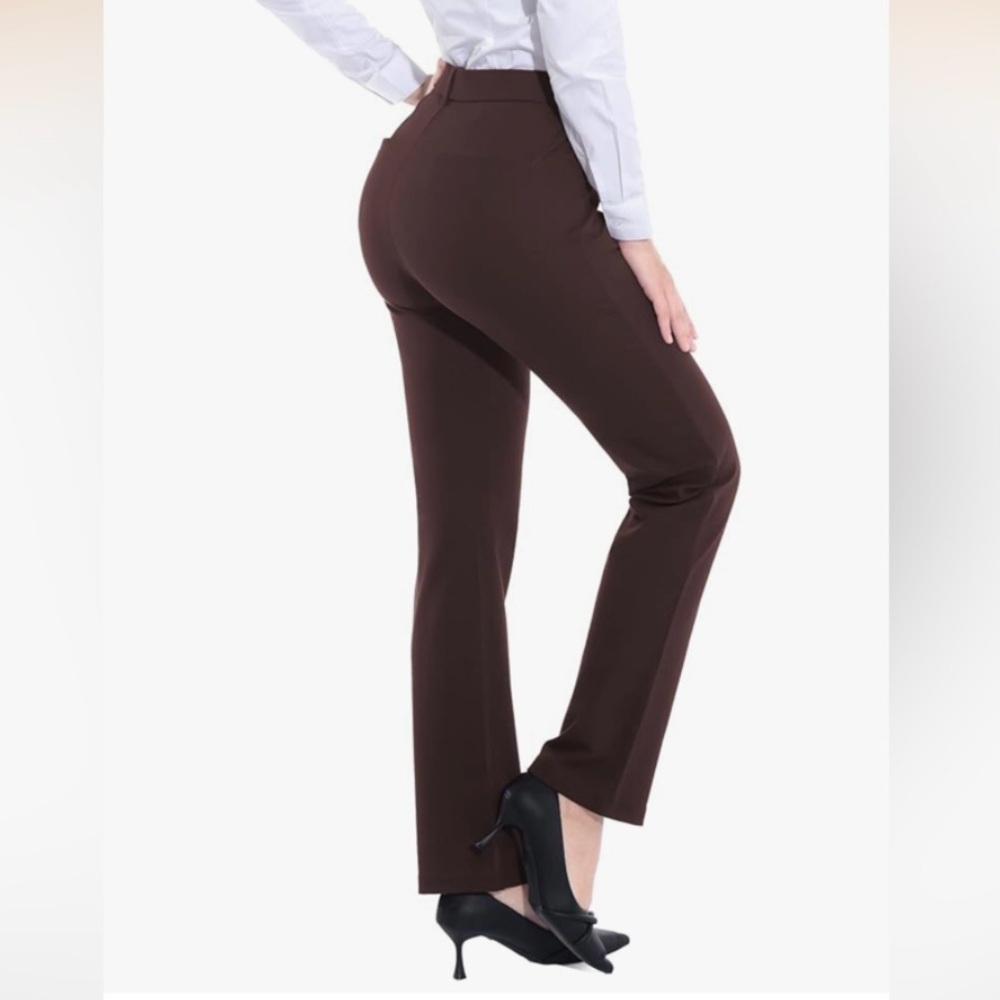 ZTN Stretchy Dress Pants Trousers Womens S Brown Straight Slacks Business Office - Picture 2 of 16